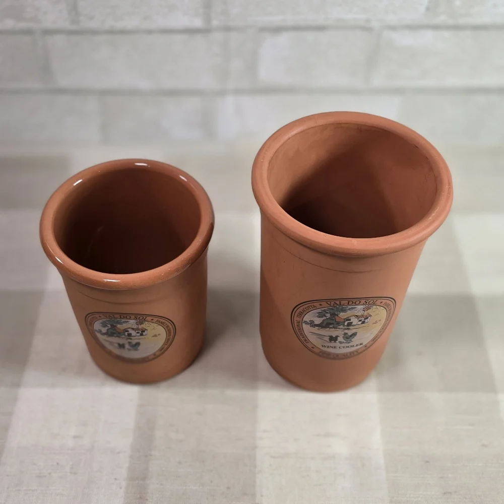 Terracotta Wine Cooler Quality Designed Crafted Portugal Farm Scene Set of 2